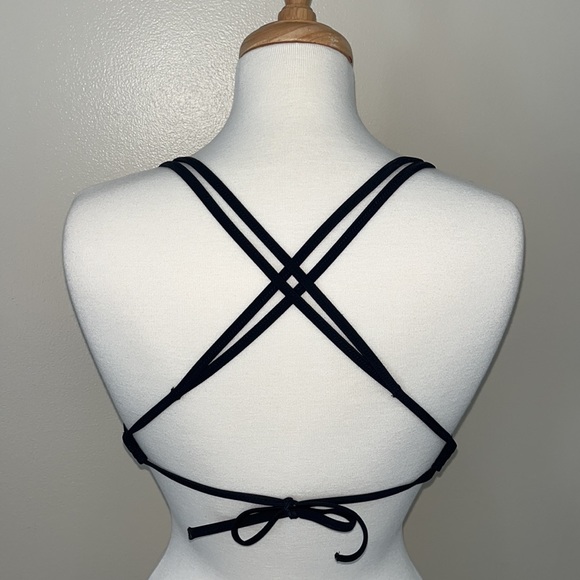 Black Strappy Push-up Swimsuit Bikini Top 32B - Picture 4 of 9